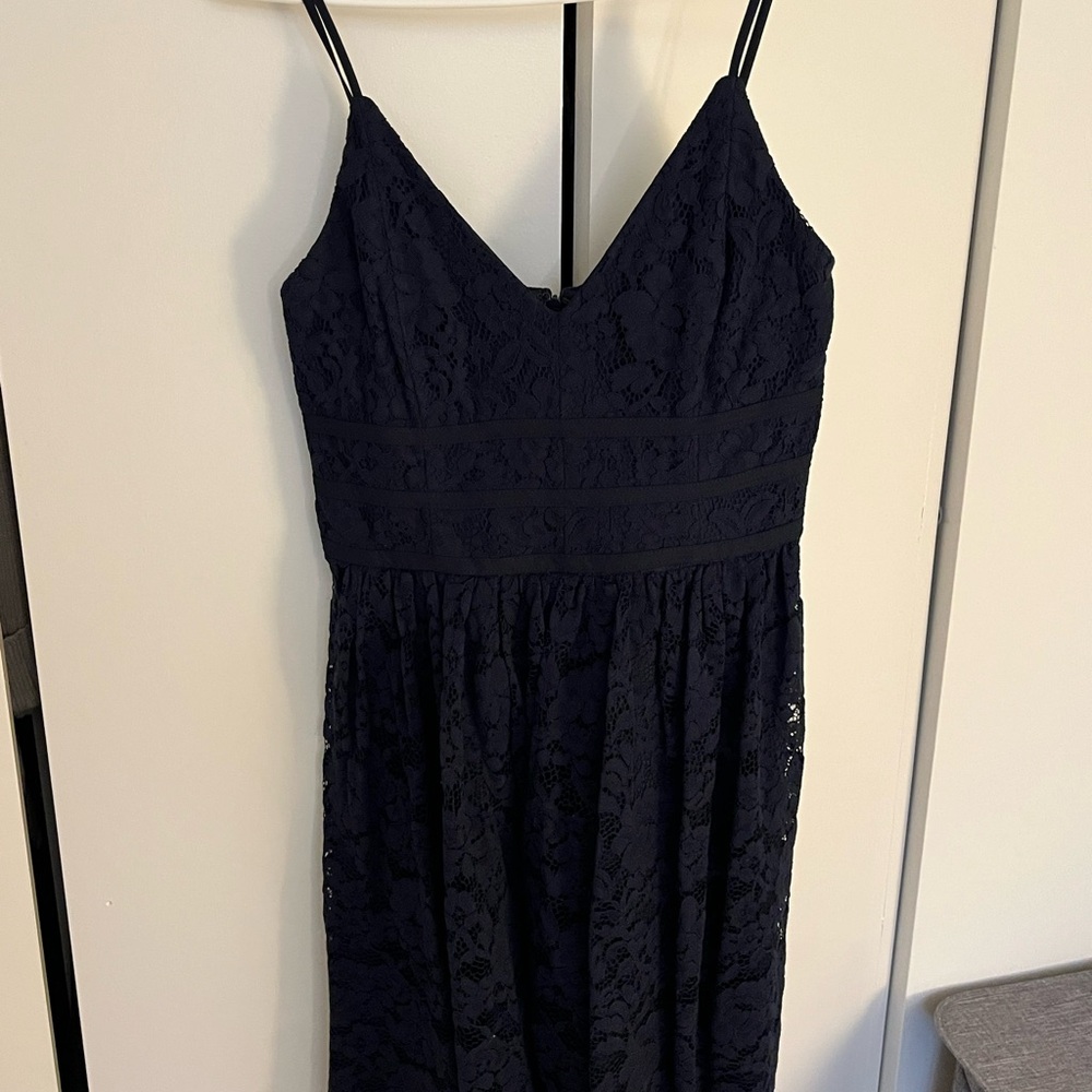 NWOT! Wish Me Luxe Navy Blue Lace Skater Dress - Picture 4 of 9